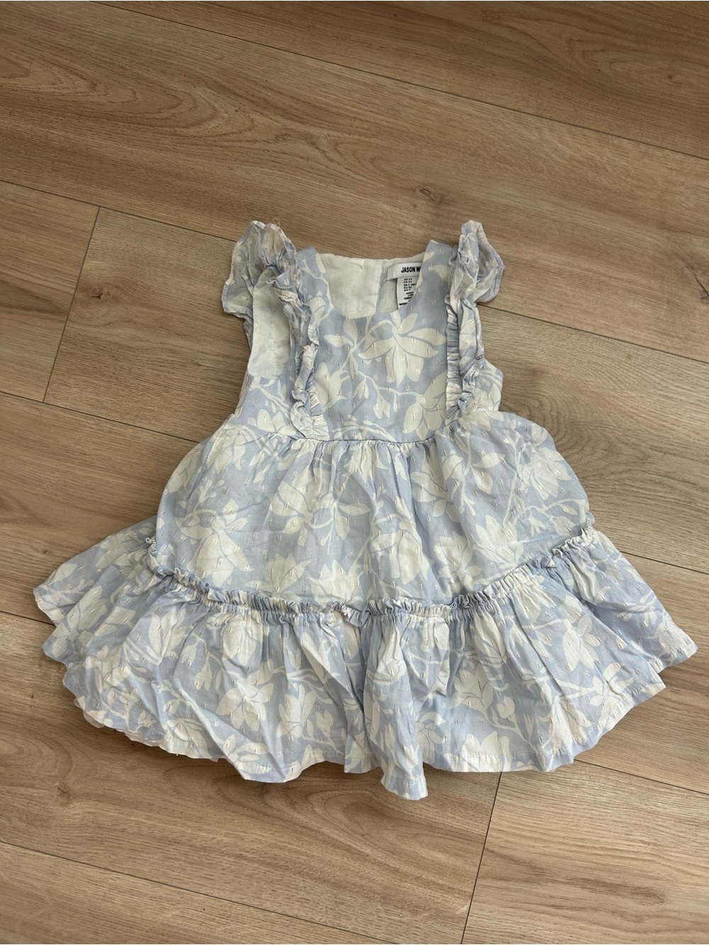 Jason Wu Light Blue & White Floral Tiered Ruffle Dress